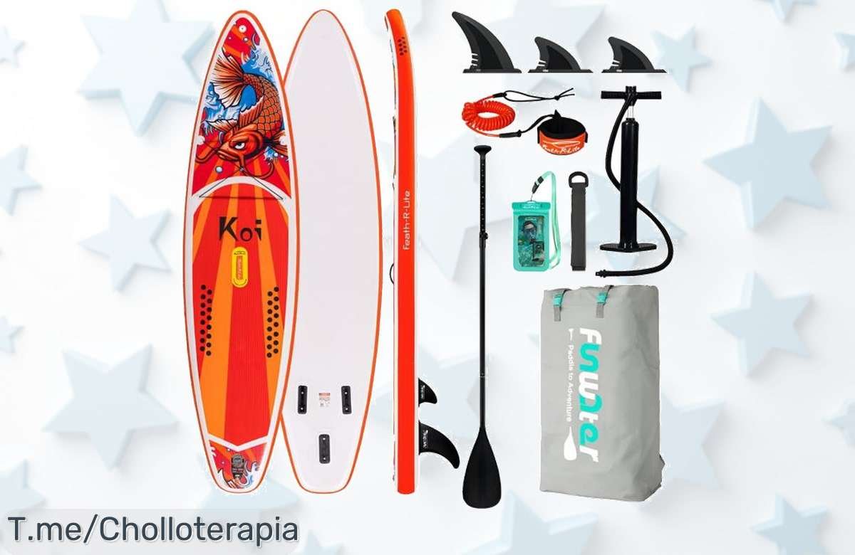 Atrévete a surcar las olas con el Paddle Surf Hinchable Koi 11’6, estabilidad nunca vista y diversión asegurada. Aprovecha este ofertón antes que se acabe, ¡compra ya!