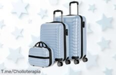 Atrévete a viajar con estilo: Set de 3 maletas ligeras y resistentes al mejor precio loco, ¡organiza tu equipaje como un pro! No te quedes sin el tuyo, es un ofertón limitado