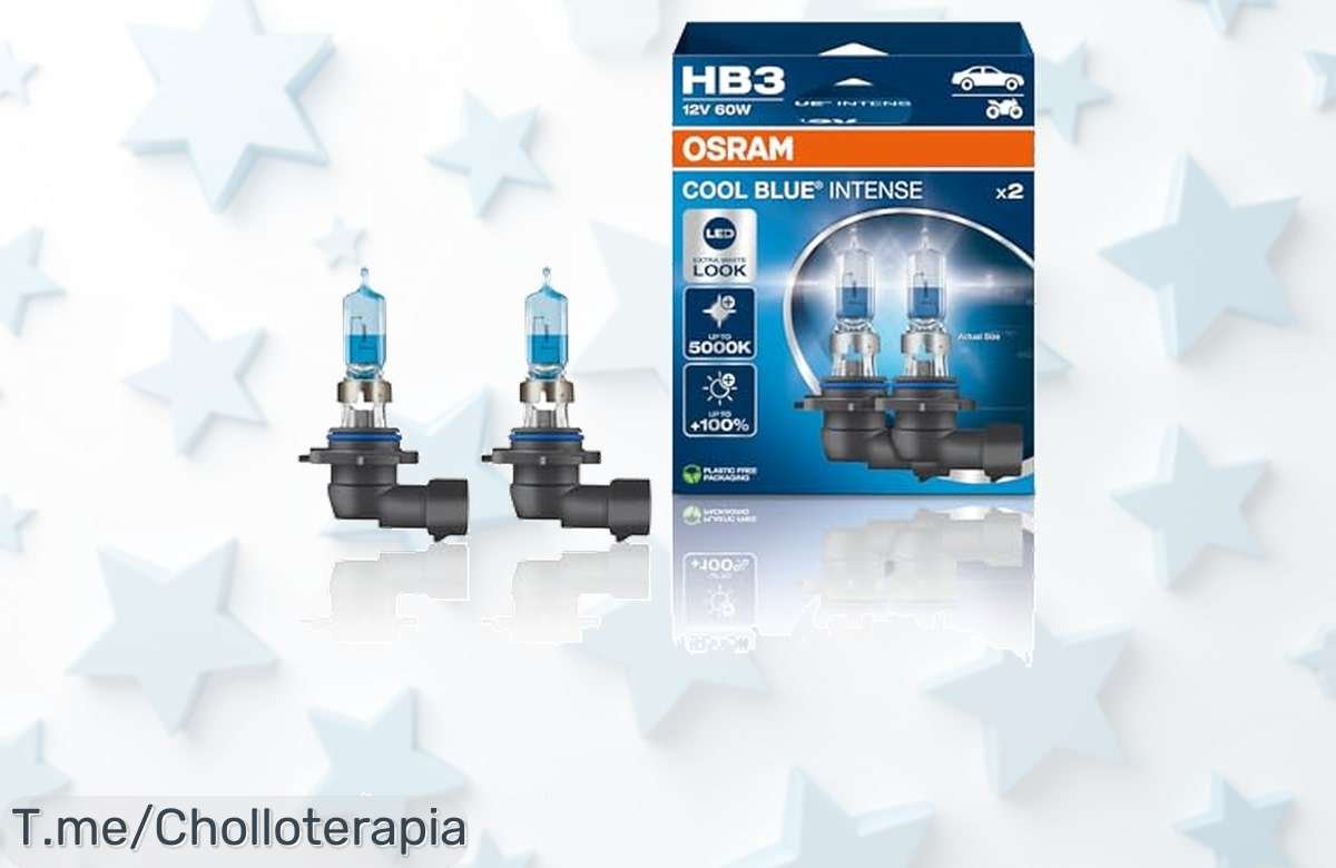 Brilla como nunca con OSRAM COOL BLUE INTENSE: ¡super chollo de 2 lámparas halógenas que transforman tu coche! Aprovecha esta oferta única antes de que se acabe.