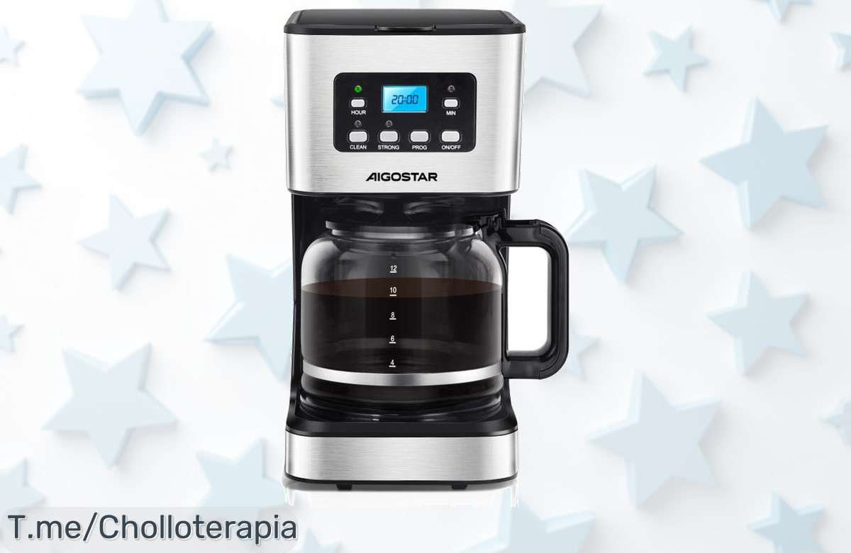 Cafetera Aigostar Darcy X a un precio loco: 750W de potencia, 12 tazas deliciosas y autolimpieza. ¡No te quedes sin la tuya! Oferta limitada que no volverá.