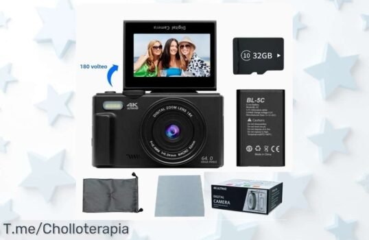Captura tus recuerdos con la Cámara Digital 4K de 64MP y Zoom Digital 18X, ¡ofertón nunca visto! Aprovecha este precio loco antes que se agote, compra ya