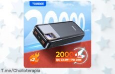 Cargador portátil Tuodes 20000 mAh a precio loco, carga rápida para iPhone y Samsung, nunca más sin energía ¡Aprovecha este ofertón antes de que se agote!
