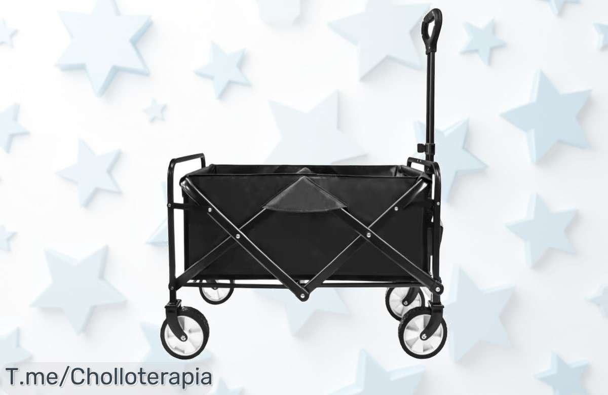 Carrito Plegable Con Ruedas Grandes Y Freno A Un Precio Loco, Ideal Para La Playa O El Jardín. ¡No Dejes Pasar Este Ofertón Único! Date Prisa Y Compra Ya