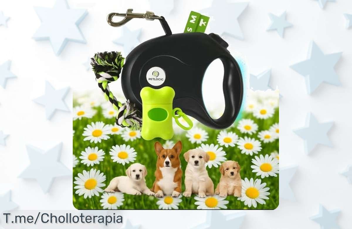 Dale a tu perro la libertad que merece con nuestra correa extensible de 5 metros, ¡un ofertón nunca visto! Control total y juguetes incluidos, actúa ya antes de que se agoten.