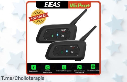 Descubre el EJEAS V6 PRO Bluetooth, tu compañero ideal para hablar en moto hasta 1200M Oferta limitada y super chollo que no puedes dejar pasar, ¡actúa ya!