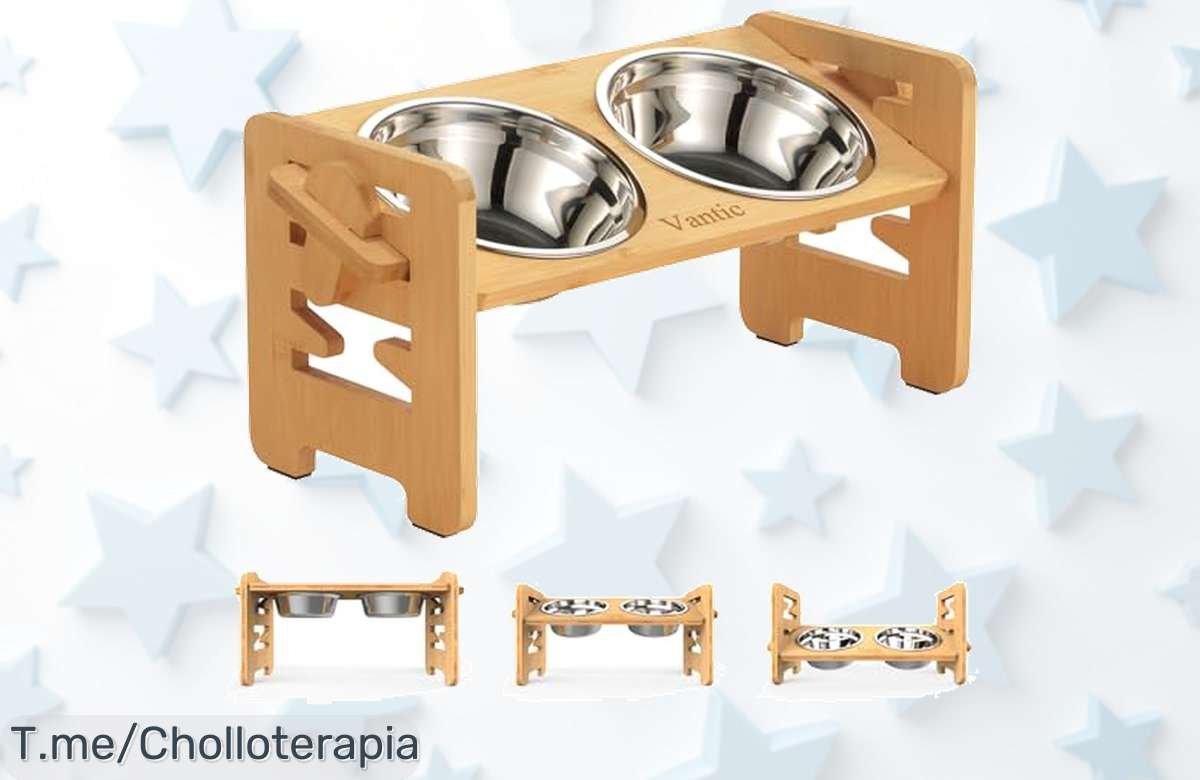 Descubre el comedero elevado que transformará la hora de comer de tu mascota con 6 alturas ajustables y cuencos de acero, ¡aprovecha este ofertón antes que se acabe!