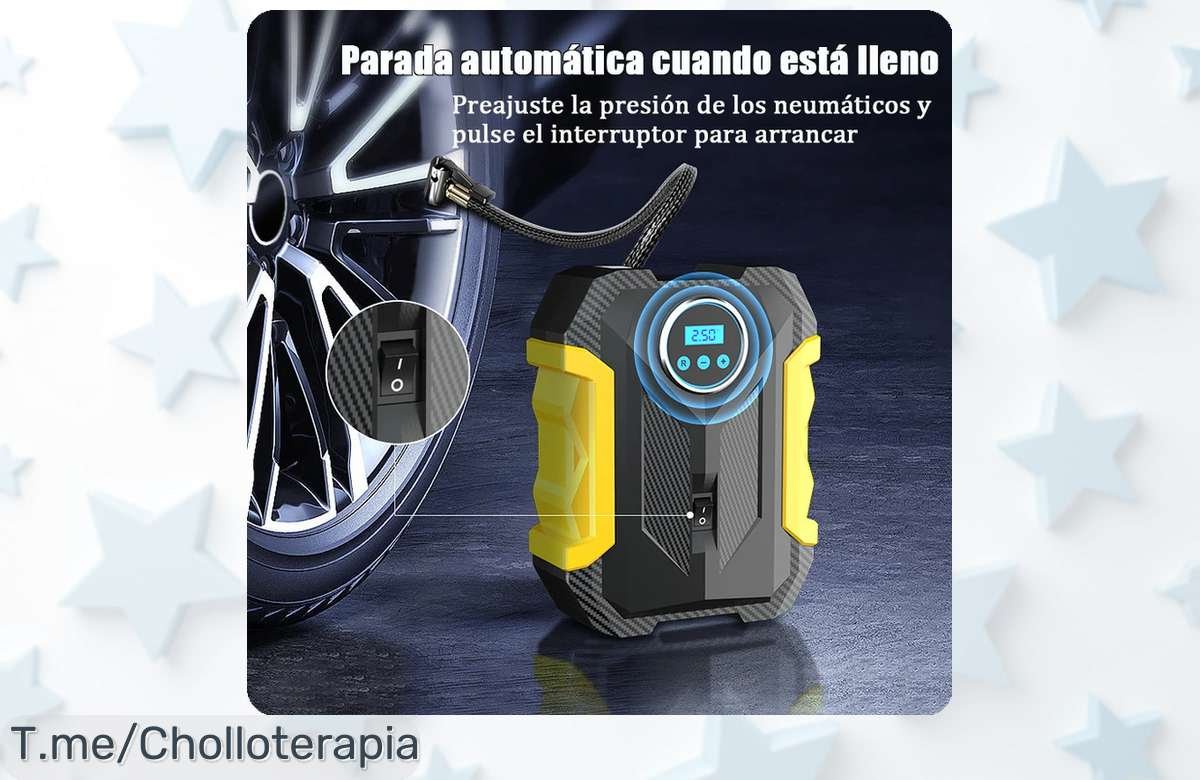 Descubre el compresor de aire portátil que cambiará tus viajes, con luces LED y tranquilidad al inflar tus neumáticos. ¡Aprovecha este ofertón antes de que se agote!