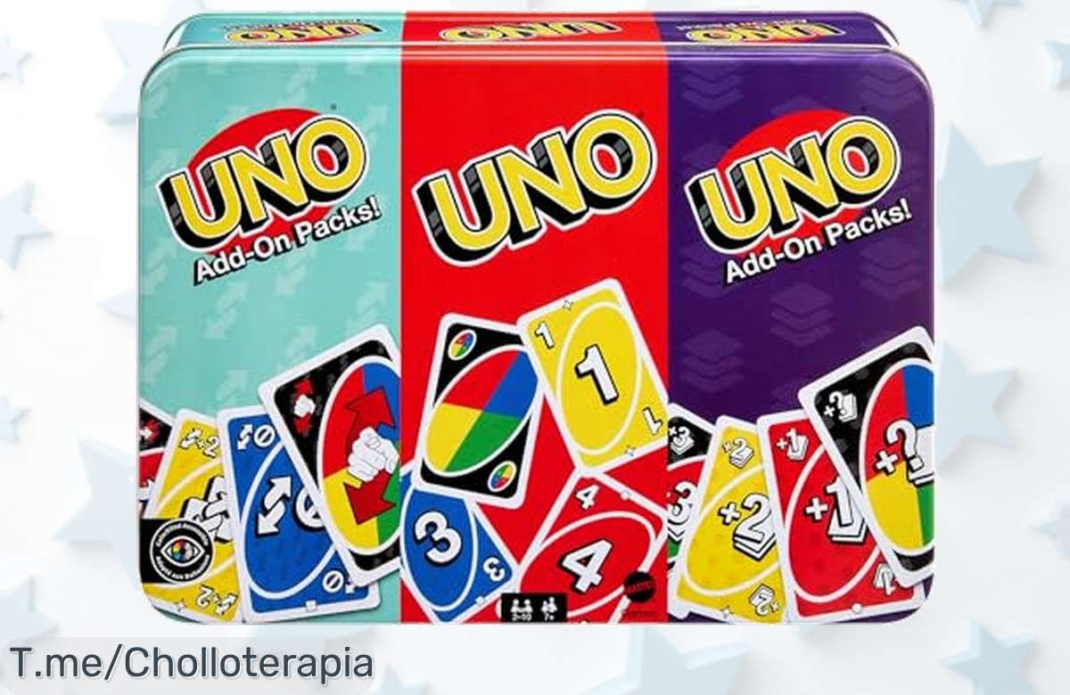 Descubre el juego UNO como nunca antes: ¡2 packs de expansión y una caja coleccionable a un precio loco! Diversión sin límites para todos, actúa rápido y no te quedes sin él.