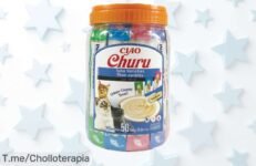 ¡Descubre el ofertón de Atún CHURU para gatos! 50 tubos de pura felicidad a un precio loco No esperes más, tu felino se lo merece y la oferta es limitada ¡Compra ya!
