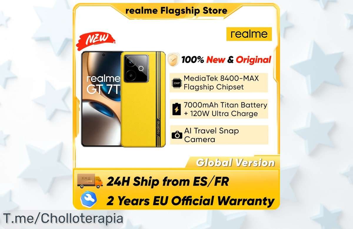 Descubre el ofertón que cambiará tu vida: Realme GT 7T 5G con batería titan de 7000mAh y carga ultra rápida. ¡Aprovecha este precio loco antes de que se agote!