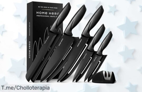 Descubre el pack de cuchillos Home Hero: 11 piezas afiladas y un afilador, ¡cocina como un chef! Solo por tiempo limitado a precio loco, ¡no te lo pierdas!