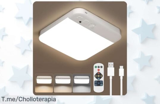 Descubre el plafón LED con sensor de movimiento: ¡ilumina tu hogar con estilo y recarga fácil! No te pierdas este super chollo, la oferta es limitada ¡Compra ya antes de que se agote!