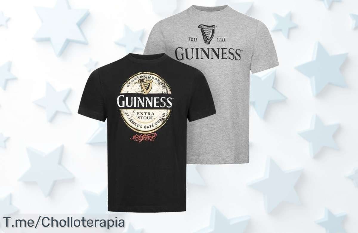 Descubre el super chollo de 2 camisetas GUINNESS con un diseño espectacular que deslumbrará a todos. ¡No te quedes sin tu descuentazo, compra ya antes que se acabe!