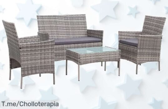 Descubre el super chollo en muebles de jardín de resina tejida: 4 plazas para disfrutar al aire libre con estilo ¡Aprovecha este ofertón antes que se agoten! Compra ahora