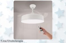 ¡Descubre el ventilador de techo más silencioso y elegante con luz LED, 4 aspas y control remoto! Aprovecha este ofertón único antes que se agote, ¡es tu momento de brillar!