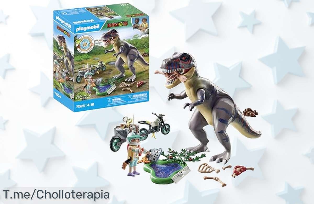 Descubre la aventura épica del TRex con el set PLAYMOBIL Dinos, una experiencia única de juego y aprendizaje. ¡Aprovecha este super chollo antes que se agote!