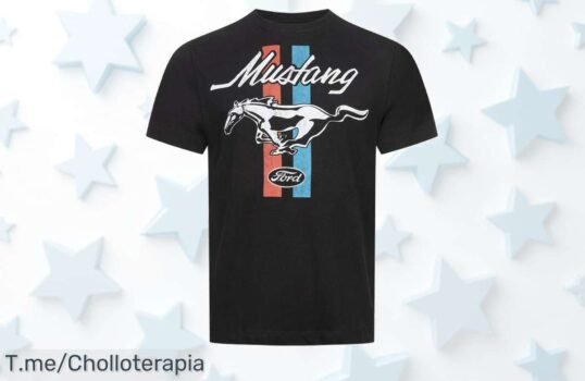 Descubre la camiseta Ford Mustang Stripes a un precio loco, ¡super chollo para los amantes de la velocidad! No te quedes sin ella, compra ya antes de que se agote