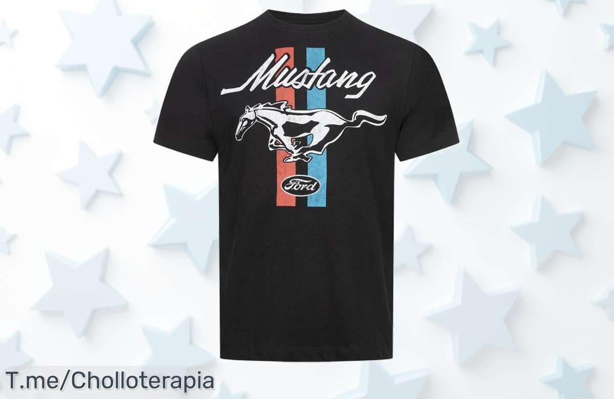 Descubre la camiseta Ford Mustang Stripes a un precio loco, ¡super chollo para los amantes de la velocidad! No te quedes sin ella, compra ya antes de que se agote.