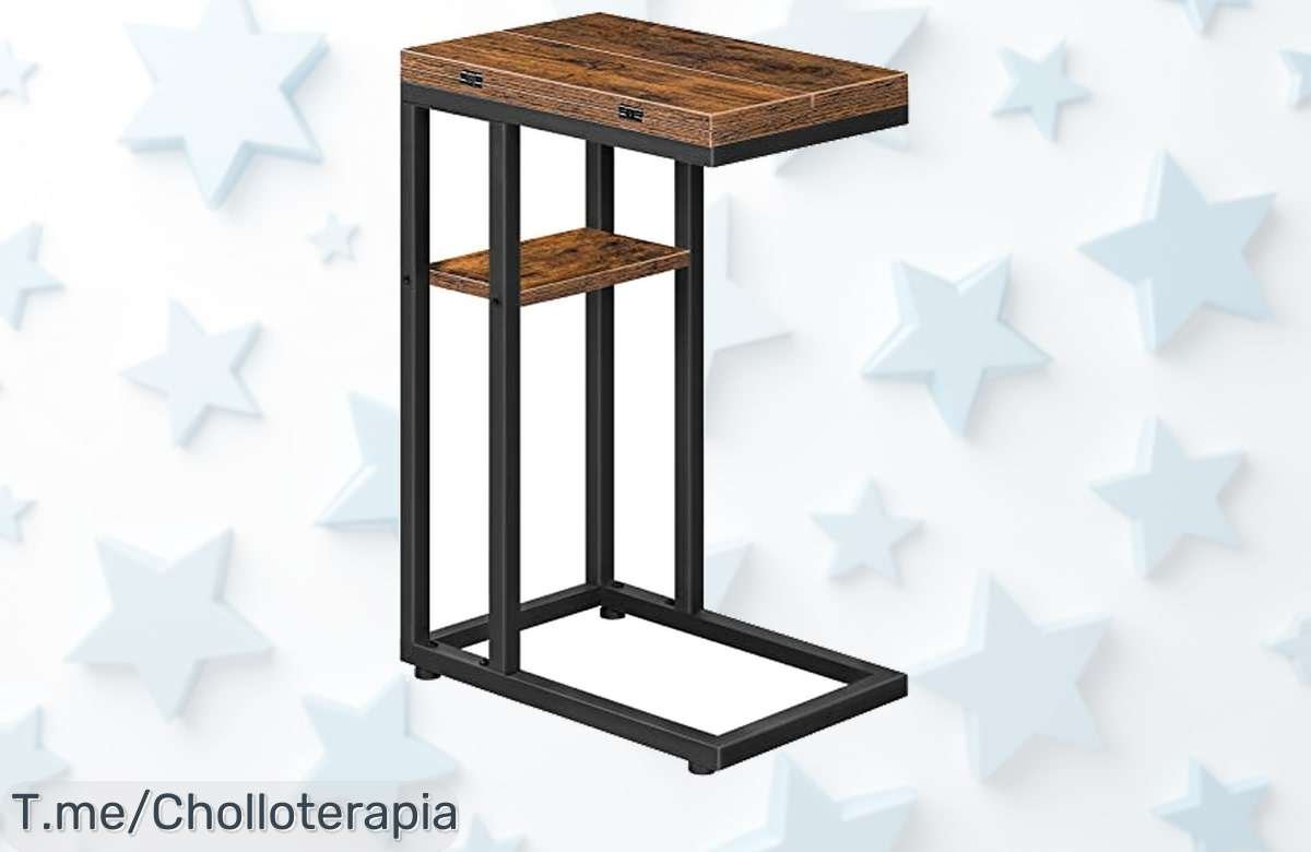 Descubre la mesa auxiliar en forma de C que se pliega y desliza bajo tu sofá, un super chollo para espacios pequeños. ¡Consigue este ofertón antes de que vuelen!