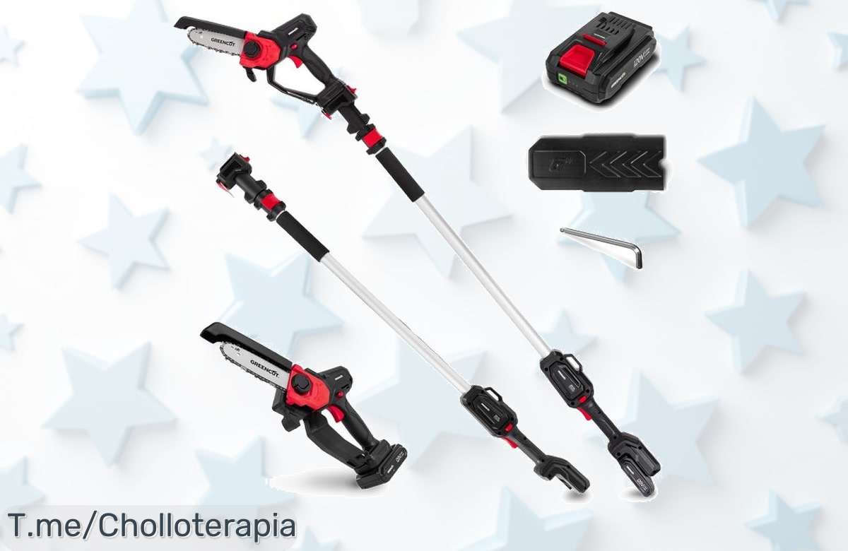 Descubre la podadora telescópica GREENCUT PP200L a un precio loco, ideal para alcanzar esos rincones altos. ¡Aprovecha este super chollo antes de que se acabe!