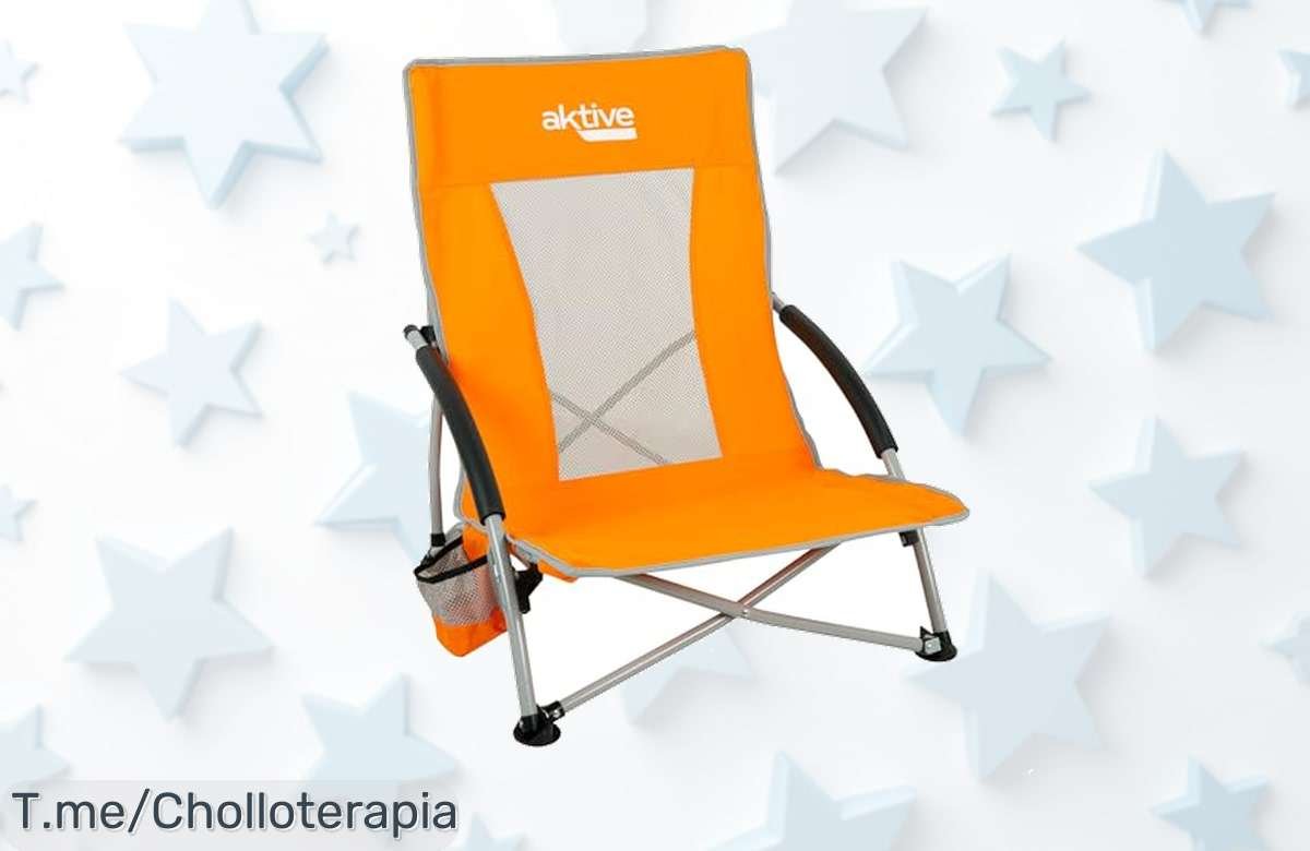 Descubre la silla de playa AKTIVE, ligera y resistente con funda y posavasos. ¡Un super chollo para tus días de sol que no puedes dejar pasar! Compra ahora antes de que se agote.