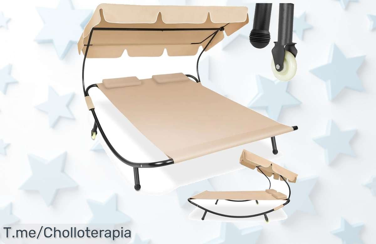 Descubre la tumbona doble que transforma tu patio en un paraíso de relax con dos cojines incluidos, ¡aprovecha este ofertón único antes de que se agote!