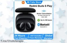 Descubre los Xiaomi Redmi Buds 6 Play con Bluetooth 54 y reducción de ruido IA, ¡ofertón nunca visto! Quedan pocas unidades, date prisa y consigue tu super chollo ahora mismo