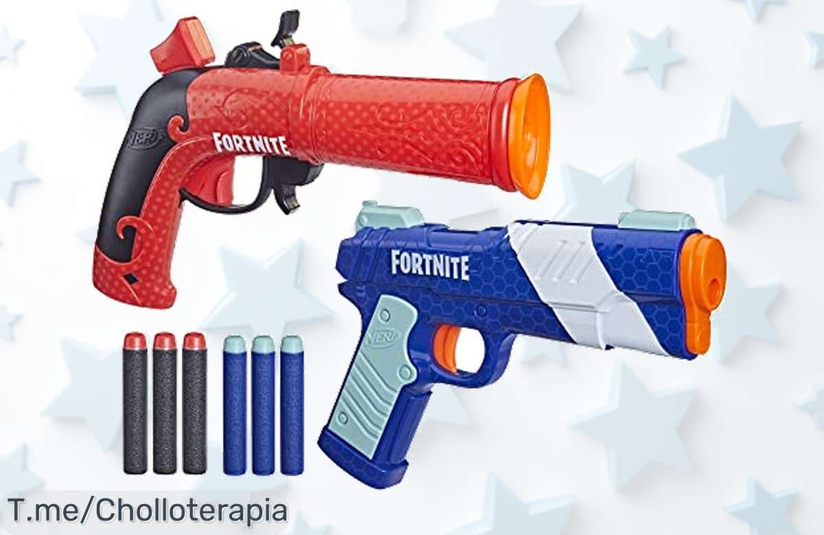 Despierta la emoción de Fortnite con el set doble Nerf: ¡dos lanzadores y 6 dardos para batallas épicas! Aprovecha este ofertón único antes que se agote, actúa ahora y diviértete.