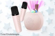 Disfruta el karaoke infantil GlasFlength: dos micrófonos, luces LED brillantes y un sonido espectacular a precio de ganga ¡Haz tu compra ya antes que se agote!