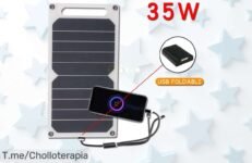 Impulsa tus aventuras con el Panel Solar USB, cargador portátil de 5W que recarga rápido tu equipo Aprovecha este ofertón antes de que se agote y lleva la energía contigo ya!
