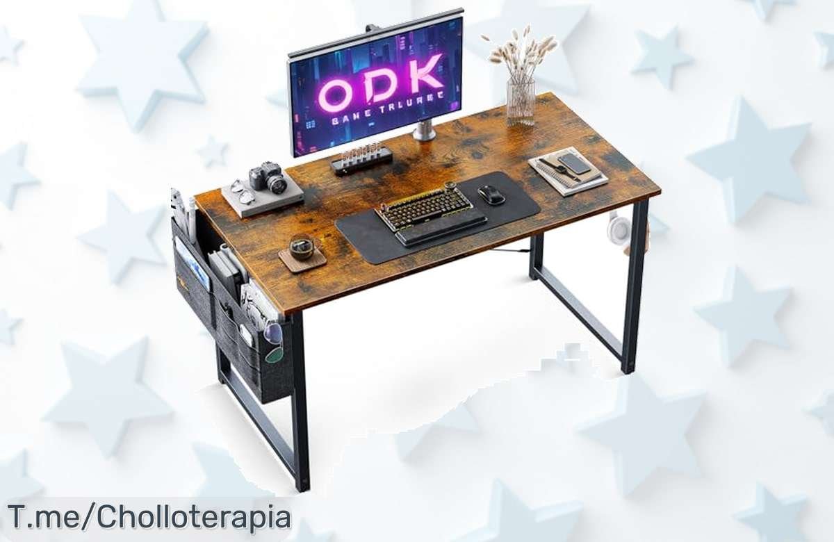 La mesa de estudio que cambiará tu vida: espacio amplio, gancho para auriculares y almacenamiento extra. ¡Aprovecha este ofertón antes de que se agote!