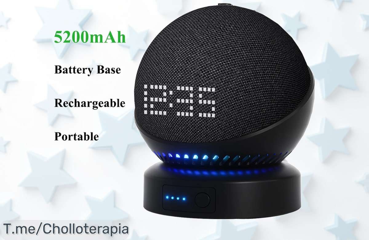 Libérate de los enchufes con nuestra batería recargable para Echo Dot 5a gen, super chollo en oferta limitada. ¡No te quedes sin el descuentazo y compra ya!