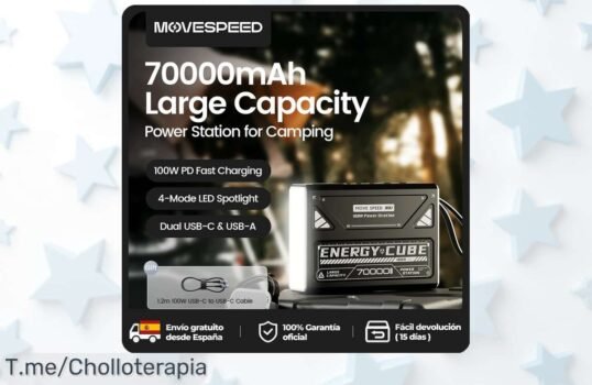 Linterna LED MOVESPEED: Batería de 70000mAh para aventuras brillantes, descuento brutal y unidades limitadas Aprovecha este super chollo antes que se agote ¡Compra ya!