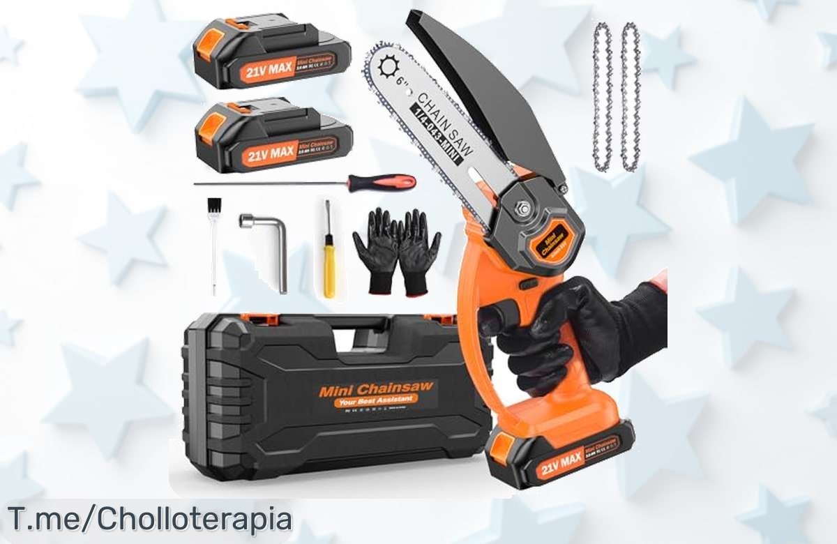 Mini motosierra de 6 pulgadas a un precio loco, potente y portátil para que poda como un pro. ¡No te quedes sin este ofertón por tiempo limitado! Cómprala ya antes que se acabe.