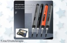 Mini soldador USB a precio loco: temperatura ajustable y batería potente para tus proyectos DIY ¡Aprovecha este ofertón antes de que se agote, no lo dejes pasar!