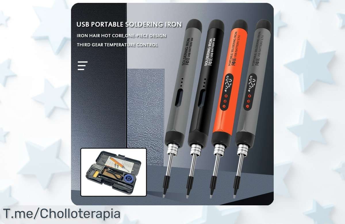 Mini soldador USB a precio loco: temperatura ajustable y batería potente para tus proyectos DIY. ¡Aprovecha este ofertón antes de que se agote, no lo dejes pasar!