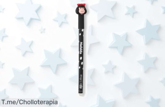 ¡No te pierdas el boli borrable BoBo negro con Mafalda a un precio loco! Escribe y corrige al instante, diversión garantizada ¡Hazte con el tuyo ahora o volará!