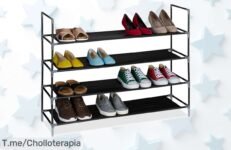 Organiza tu calzado con el zapatero relaxdays: ¡4 pares en un solo lugar! Super chollo de diseño moderno que ordena y embellece tu hogar ¡Compra ya antes de que se agote!
