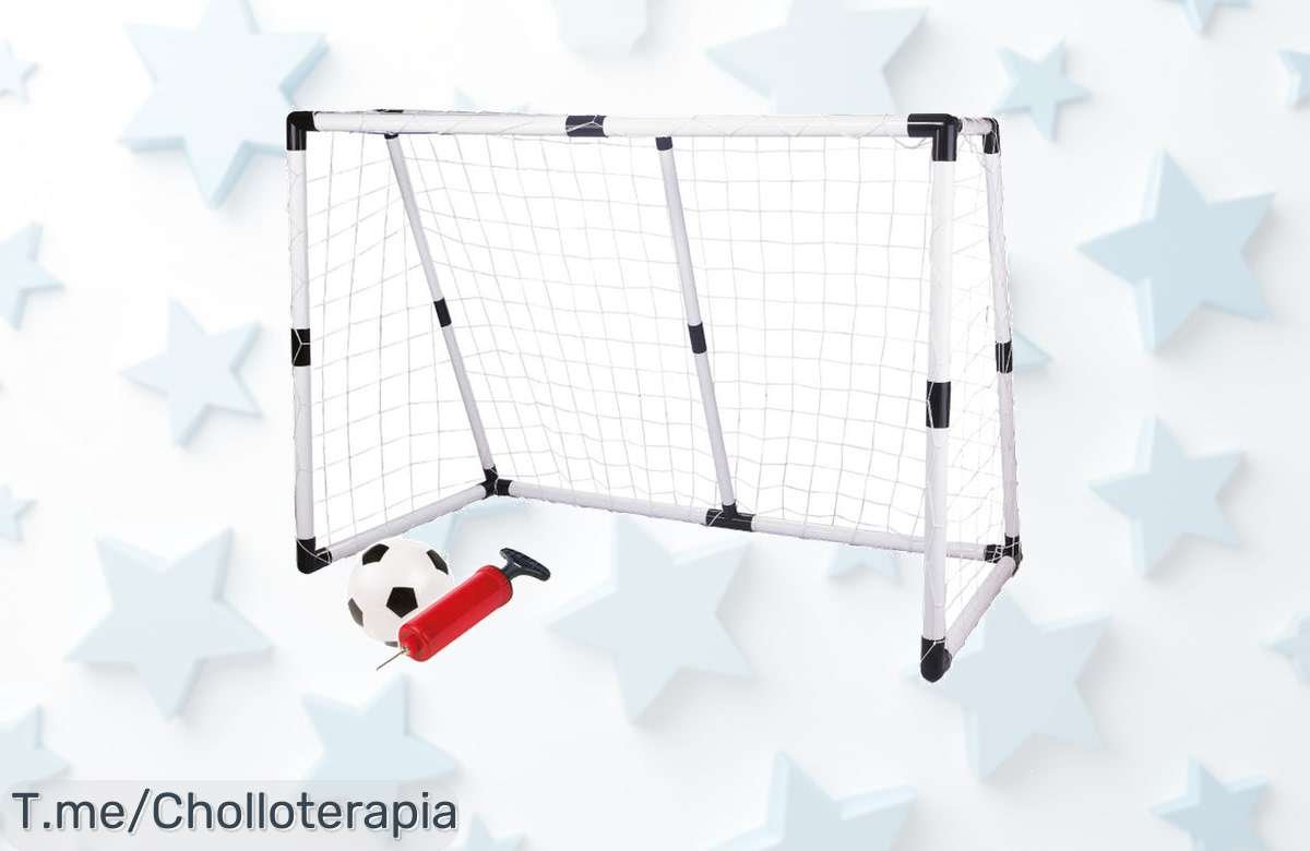 Portería de fútbol para niños con balón y hinchador a precio loco, diversión asegurada al aire libre, ¡aprovecha este ofertón único antes que se agote!