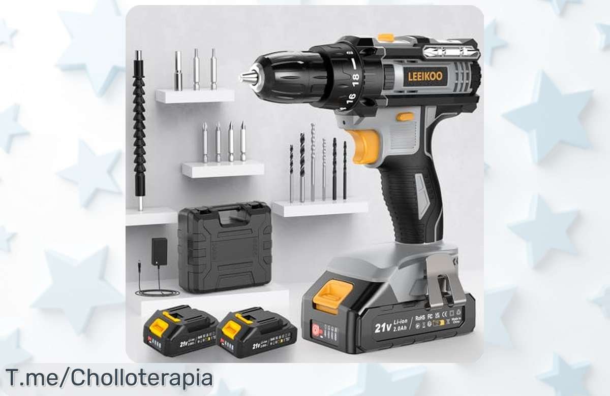 Potencia tus proyectos con el taladro atornillador eléctrico LEEIKOO, ¡ofertón única! 42N.m de fuerza y 14 accesorios en un precio loco. ¡Aprovecha antes de que se agote!