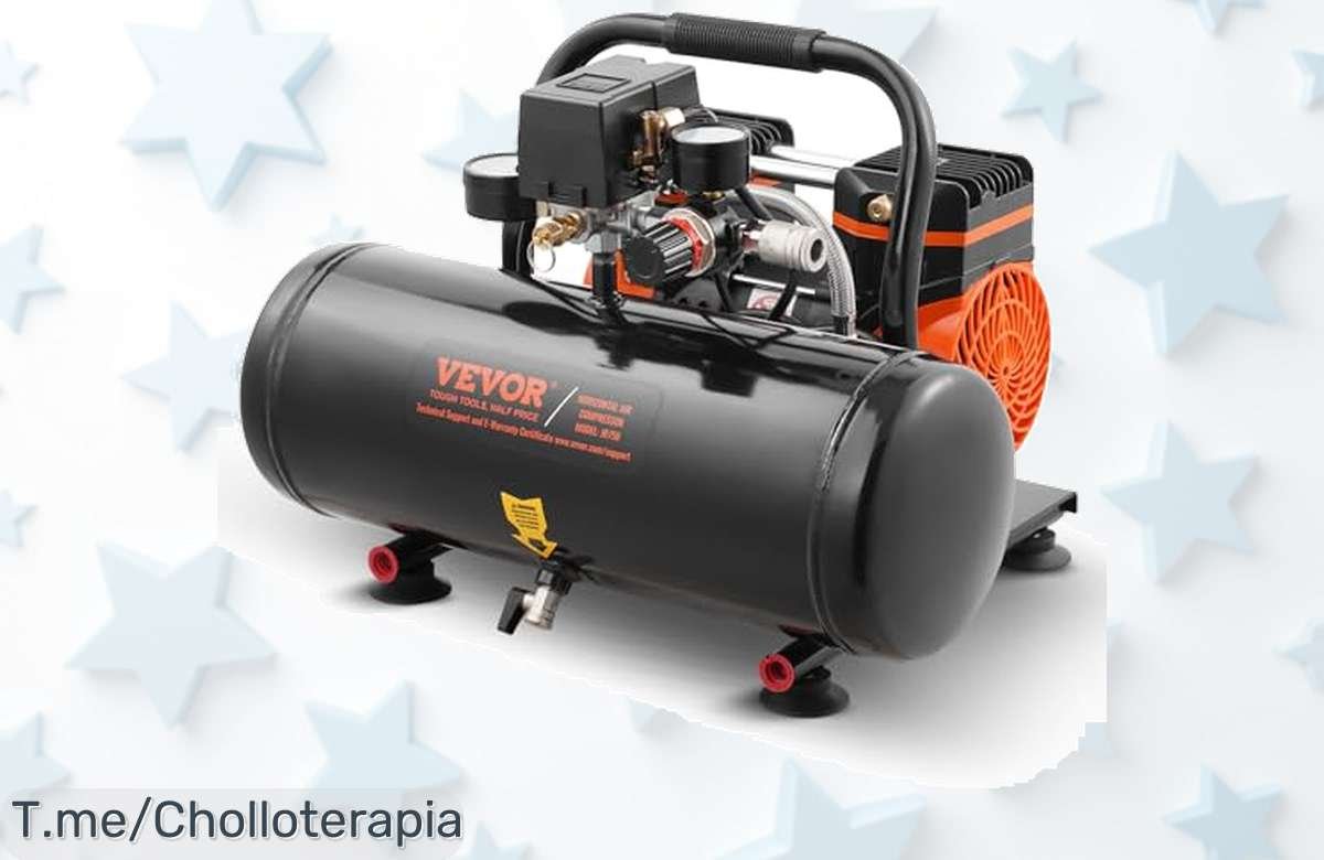 Potente compresor de aire sin aceite a un precio loco, silencioso y portátil que tu taller necesita urgente. ¡Aprovecha este ofertón antes de que se agoten!