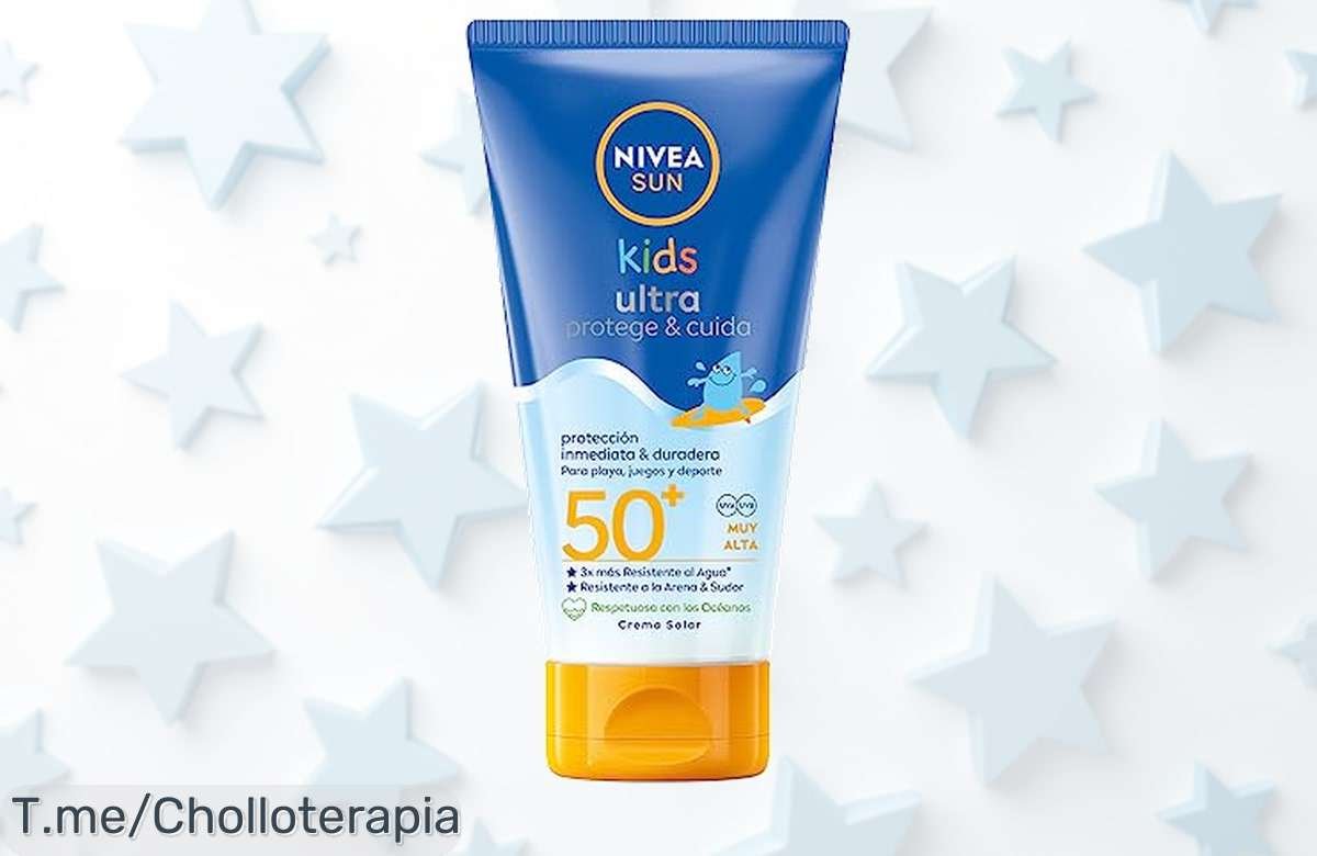 Protege la piel de tus peques con NIVEA SUN Kids FP50+ a precio loco, resistente al agua y perfecto para su diversión bajo el sol. ¡Compra ya este super chollo antes de que se acabe!