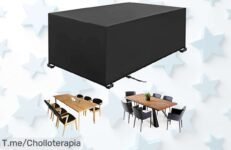 Protege tus muebles de jardín con la funda que todos desean, resistente y fácil de limpiar, ahora a un precio loco ¡No pierdas este ofertón, compra ya antes de que se agoten!