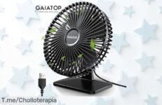 Refresca tu verano con el ventilador USB portátil GAIATOP, ajuste de 90°, 4 velocidades y silencio total; ¡no te pierdas este super chollo, compra ahora antes que se agote!