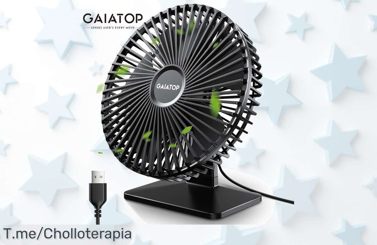 Refresca tu verano con el ventilador USB portátil GAIATOP, ajuste de 90°, 4 velocidades y silencio total; ¡no te pierdas este super chollo, compra ahora antes que se agote!