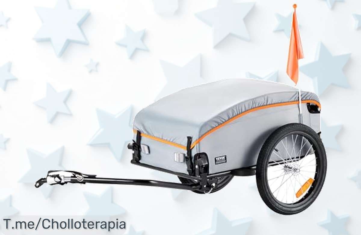 Remolque para bicicleta a precio loco: ligero, fácil de instalar y con cubierta impermeable. ¡Aprovecha este ofertón único antes que se agote!