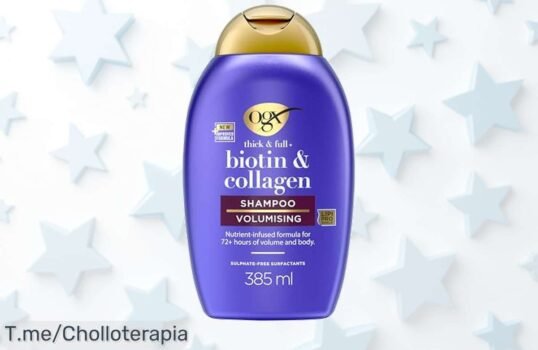 Revive tu cabello con el OGX Biotin & Collagen Shampoo a un precio loco: 72 horas de volumen impresionante y aroma encantador ¡Hazlo tuyo ya antes de que se agote!