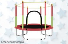 Salta la alegría con el trampolín portátil de 140 cm, ¡ofertón único que trae diversión y seguridad para los niños! Aprovecha este precio loco antes de que se agote