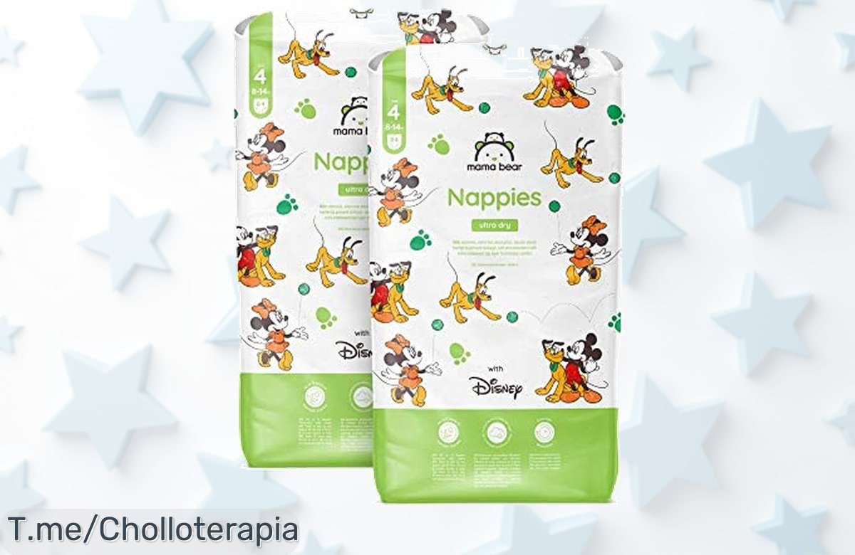 Super chollo en pañales Mama Bear Disney: protección ultraseca hasta 12 horas y diversión para tu bebé. ¡Aprovecha este ofertón antes que se agote!