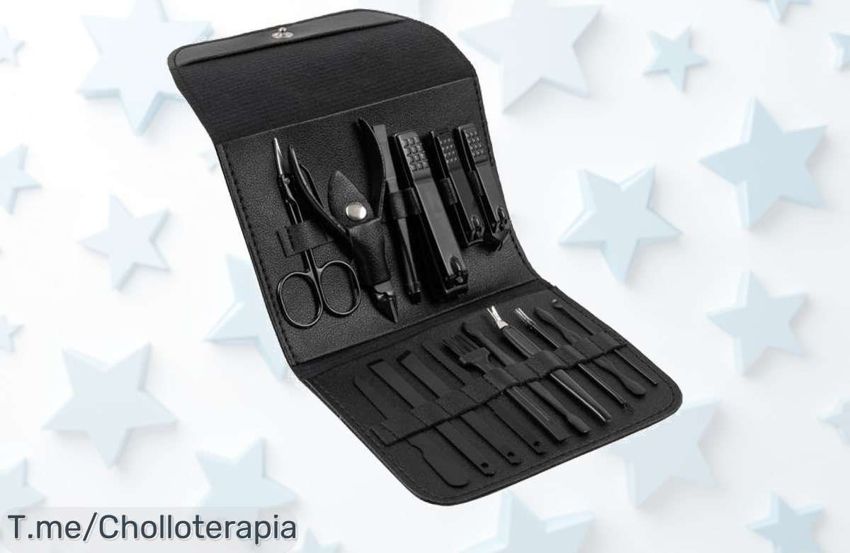 Transforma el cuidado de tus manos con este conjuntazo de manicura y pedicura: 17 piezas en negro a un precio loco. ¡Oferta única y limitada, compra ya antes que se agote!